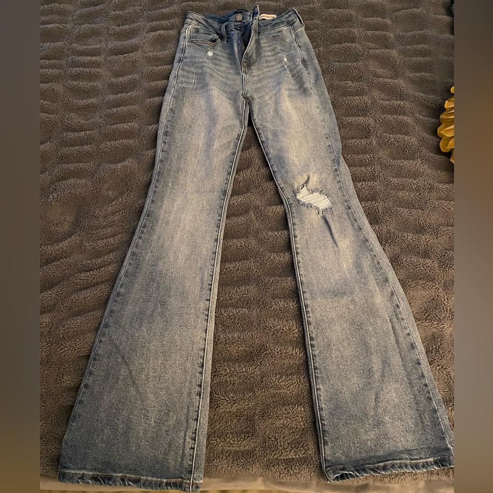 BCBGeneration Denim Flare Jeans with Distressed Detail